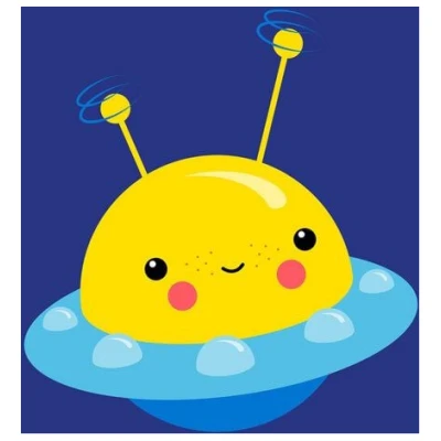 Photocircle Poster / Leinwandbild - Kinderzimmer Kawaii Illustration UFO