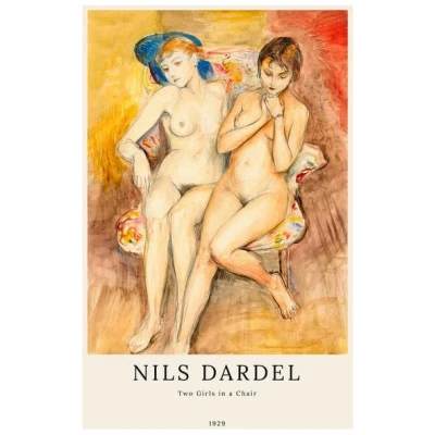 Photocircle Poster / Leinwandbild / Kunst - Nils Dardel: Zwei Mädchen auf einem Stuhl