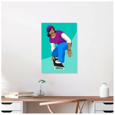Photocircle Poster / Leinwandbild - Skater Girl Illustration - Teenager-Mädchen fährt Skateboard