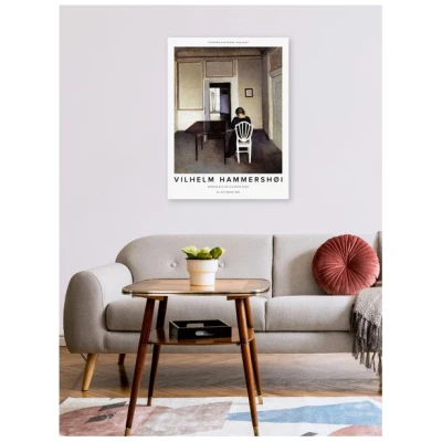Photocircle Poster / Leinwandbild - Vilhelm Hammersh⌀i: Interieur mit Ida auf einem weißen Stuhl
