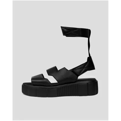 Plateau Chunky Sandals Vegan Cactus Leather Black