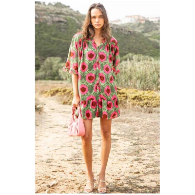 Poppy Field Damen vegan Kleid Sancho Rosa & Grün
