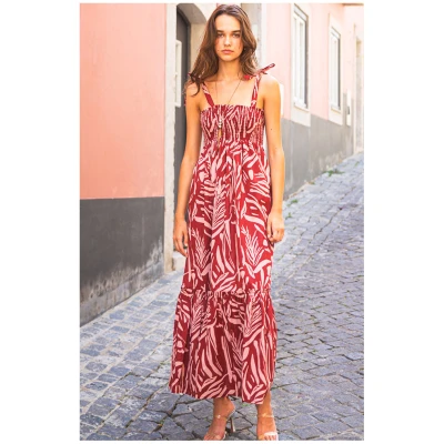 Poppy Field Damen vegan Maxikleid Bruno Himbeerrot