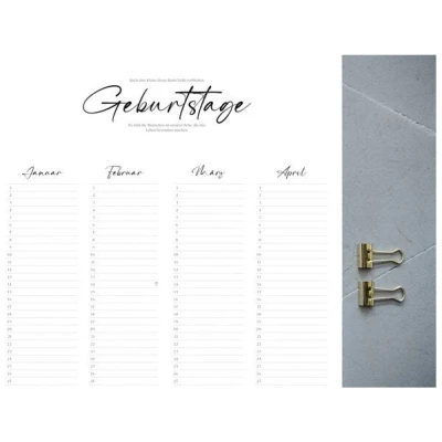 Portia by Callidus Designs Geburtstagskalender mit magnetischer Posterleiste als Jahresplaner