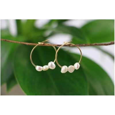 Purewater Upcycling-Ohrringe Süßwasserperlen Creolen