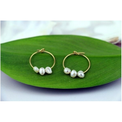 Purewater Upcycling-Ohrringe Süßwasserperlen Creolen