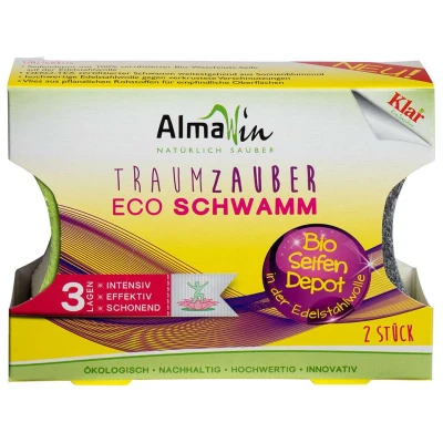 Putzschwamm mit Edelstahlwolle & Bio Seife aus Waschnuss
