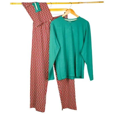 Pyjama Herren, grün / rot, Gr. XXL