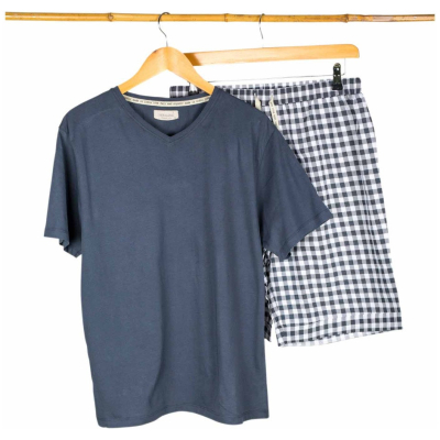 Pyjama kurz Herren graublau, Harry Gr. S