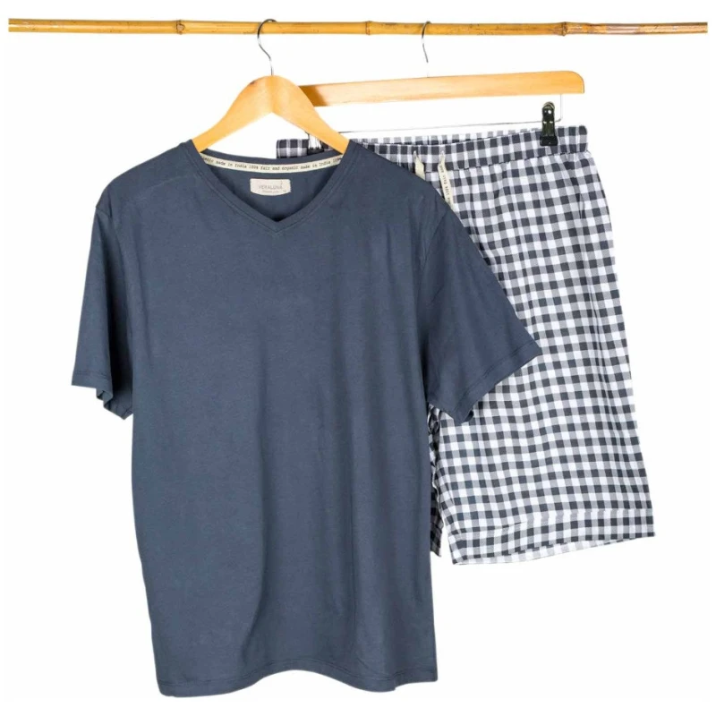 Pyjama kurz Herren graublau, Harry Gr. S