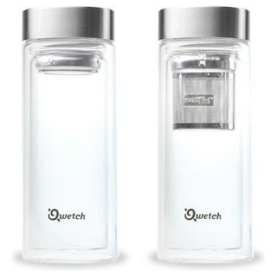 Qwetch Doppelwandige Glasflasche mit integriertem Teefilter 320 ml