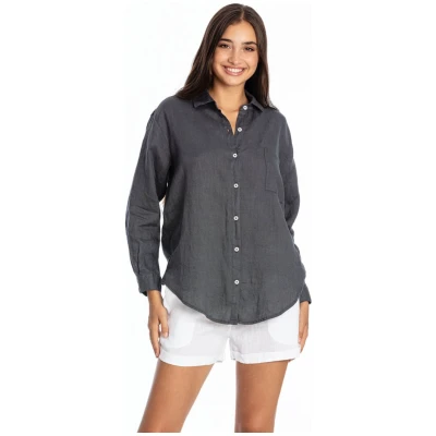 RAVENS VIEW IBIZA Damen vegan Hemd Monet Lava Blau