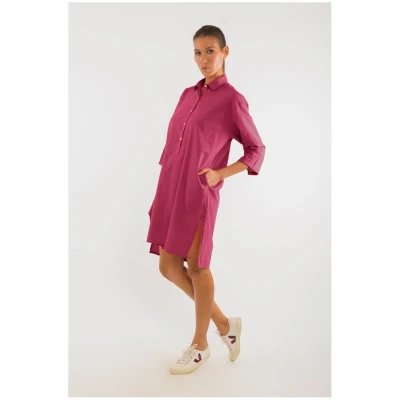 RAVENS VIEW IBIZA Damen vegan Hemdkleid Isla Granatrosa