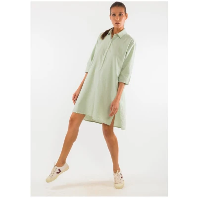 RAVENS VIEW IBIZA Damen vegan Hemdkleid Isla Light Aloe Grün