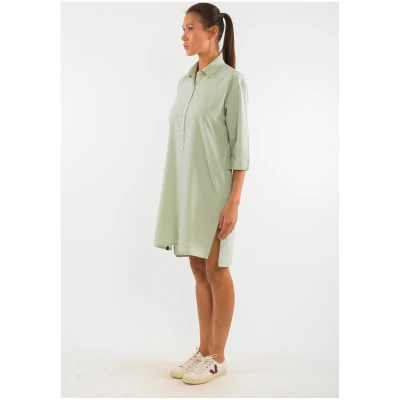 RAVENS VIEW IBIZA Damen vegan Hemdkleid Isla Light Aloe Grün