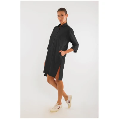 RAVENS VIEW IBIZA Damen vegan Hemdkleid Isla Schwarz