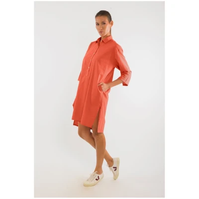 RAVENS VIEW IBIZA Damen vegan Hemdkleid Isla Terracotta Orange