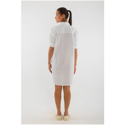 RAVENS VIEW IBIZA Damen vegan Hemdkleid Isla Weiß