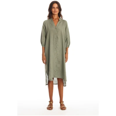 RAVENS VIEW IBIZA Damen vegan Hemdkleid Mei Khaki Grün