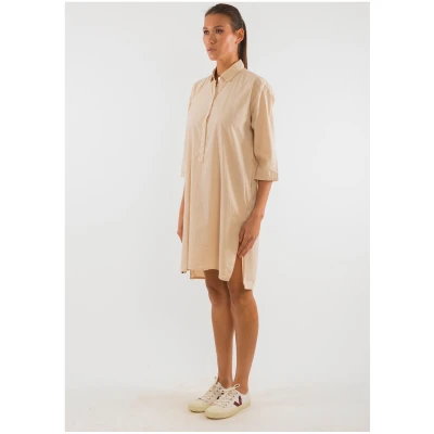 RAVENS VIEW IBIZA Damen vegan Shirtkleid Isla Sand Beige