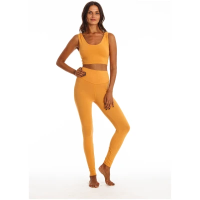 RAVENS VIEW IBIZA Damen vegan Yoga Legging Plus Gold Sand Gelb