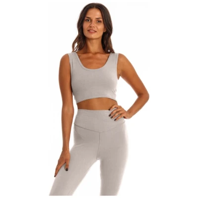 RAVENS VIEW IBIZA Damen vegan Yoga Top Steingrau
