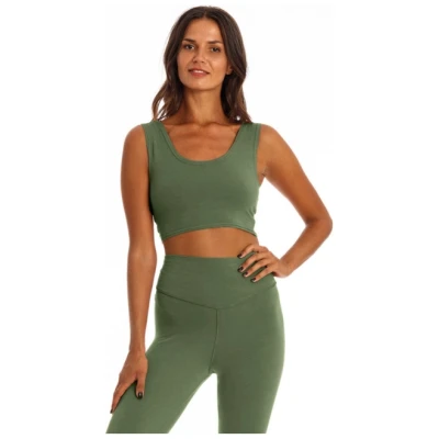 RAVENS VIEW IBIZA Damen vegan Yoga Top Waldgrün