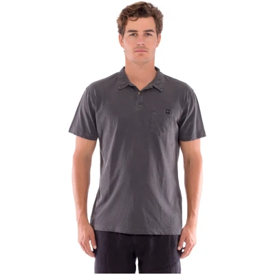 RAVENS VIEW IBIZA Herren vegan Polo-T-Shirt Pocket Anthrazitgrau
