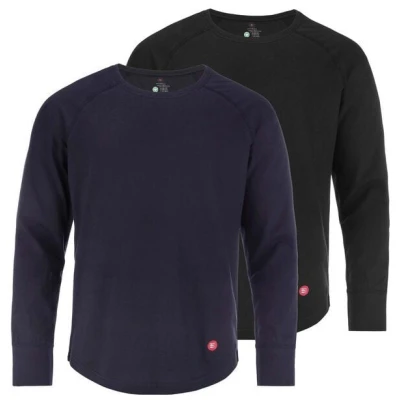 ROCKBODY 2er Pack Herren Langarmshirt Julius Bio-Baumwolle Rundhals-Ausschnitt Raglanärmel Longsleeve