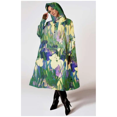Rainkiss Damen vegan Regen Poncho Lily Grün & Gelb