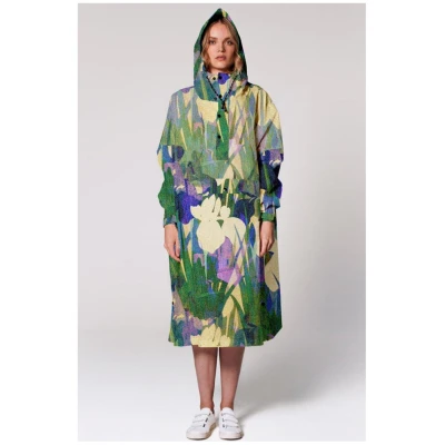 Rainkiss Damen vegan Regen Poncho Lily Grün & Gelb