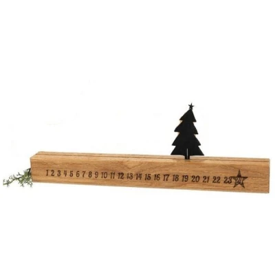 ReineNatur Adventskalender aus Eichenholz mit verschiebbarem Tannenbaum