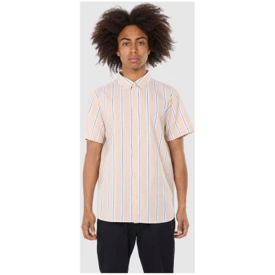 Relaxed Fit Striped Short Sleeved Cotton Shirt