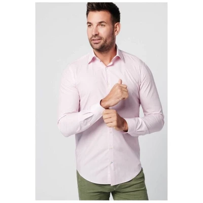 SKOT Fashion Nachhaltige Langarm Herren Hemd Apple und Pink Business