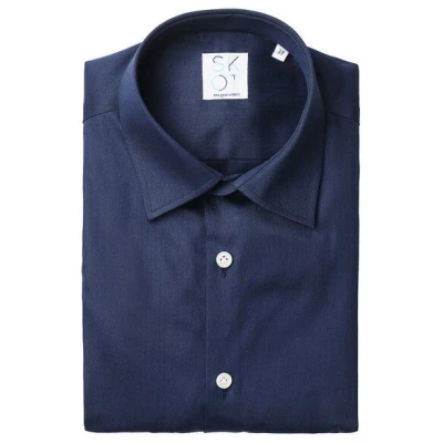SKOT Fashion Nachhaltige Langarm Herren Hemd Navy Satin 100% Bio