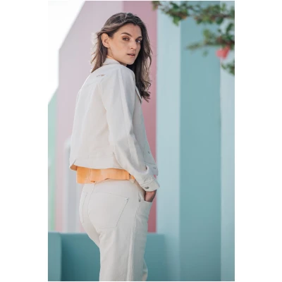 STORY OF MINE Damen vegan Denim Jacket Ungefärbt Beige