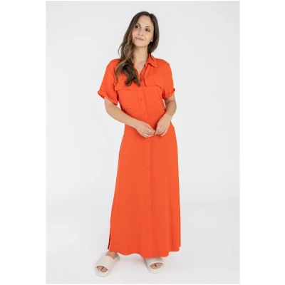 STORY OF MINE Damen vegan Hemdkleid Orange