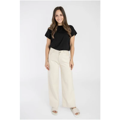 STORY OF MINE Damen vegan Jeans Culotte Denim Ungefärbte Creme
