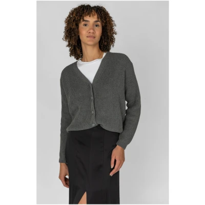 STORY OF MINE Damen vegan Kurze Strickjacke Grau