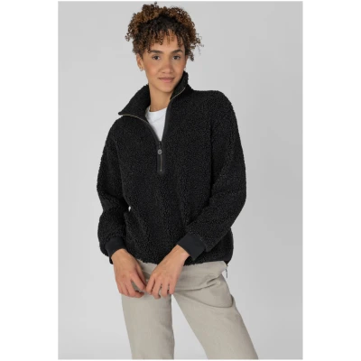 STORY OF MINE Damen vegan Teddy Fleece Troyer Schwarz
