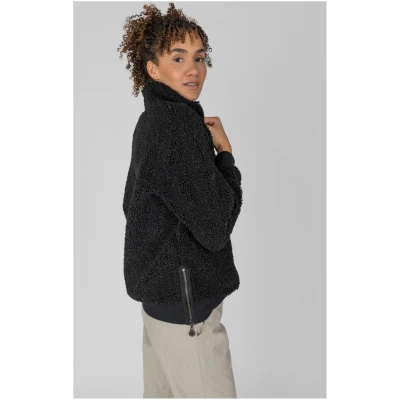 STORY OF MINE Damen vegan Teddy Fleece Troyer Schwarz