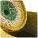 SWANE-Design Afrikanischer Wäschekorb - Bold Stripes Grün/Gelb - S/M/L/XL/XXL