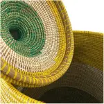 SWANE-Design Afrikanischer Wäschekorb - Bold Stripes Grün/Gelb - S/M/L/XL/XXL