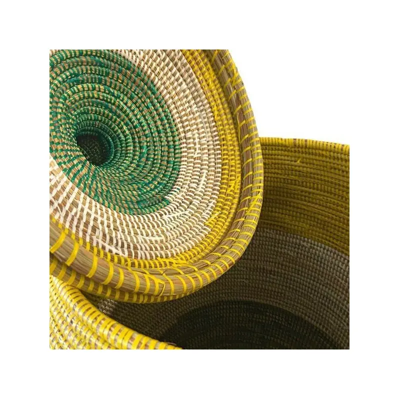 SWANE-Design Afrikanischer Wäschekorb - Bold Stripes Grün/Gelb - S/M/L/XL/XXL