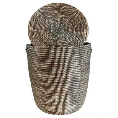 SWANE-Design Afrikanischer Wäschekorb - Flachdeckel