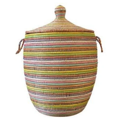SWANE-Design Afrikanischer Wäschekorb - Stripes Bunt - S/M/L/XL/XXL