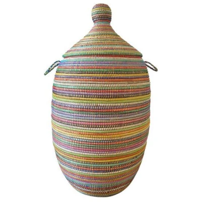 SWANE-Design Afrikanischer Wäschekorb - Stripes Bunt - S/M/L/XL/XXL