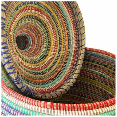 SWANE-Design Afrikanischer Wäschekorb - Stripes Bunt - S/M/L/XL/XXL