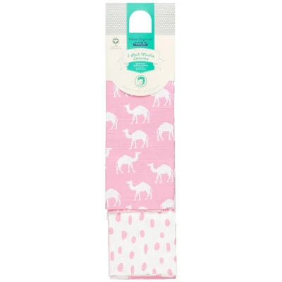 Sense Organics Spucktücher Musselin Bio Baumwolle 2er Set camel rose und dahes Maße 80 x 80 cm