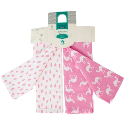 Sense Organics Spucktücher Musselin Bio Baumwolle 2er Set camel rose und dahes Maße 80 x 80 cm